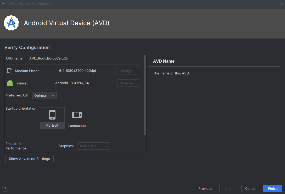 Final confirmation screen of the device creation wizard